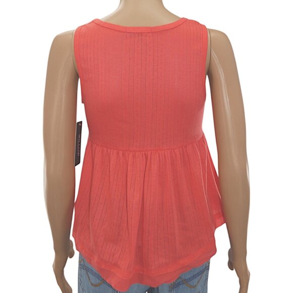 NWT Vibrant Coral Peplum Tank Top Willow Size S & M Softgirl Boho Festival Flowy - Picture 4 of 10